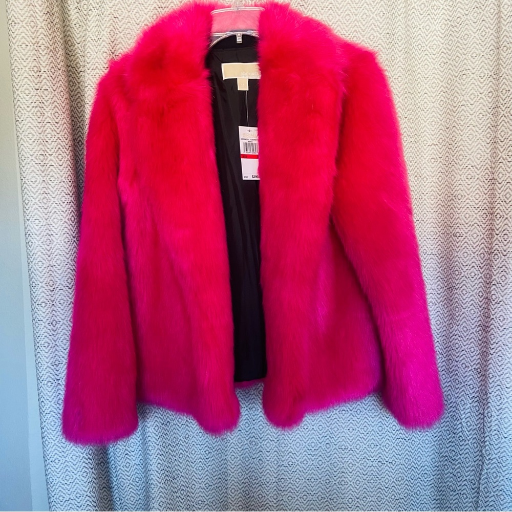 New MICHAEL KORS Barbie Hot Pink Fur Coat XS